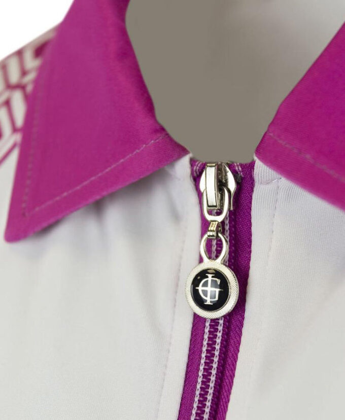 Ärmelloses Damen-Golfpolo GEO PANELLED - weiß/fuchsia – Bild 2