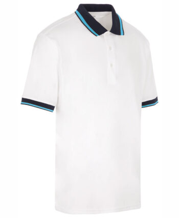 ProQuip STRIPE-COLLAR Herren Golf Poloshirt - weiß/azurblau