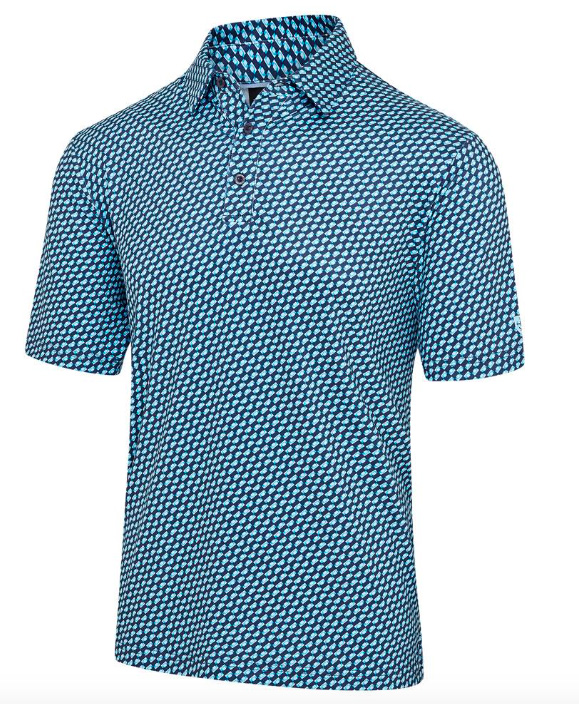 Pánské golfové polo triko ISLAND ABSTRACT PRINT - tmavě modrá