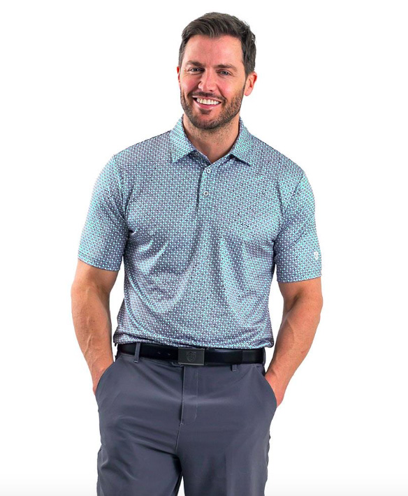 Pánské golfové polo triko ISLAND ABSTRACT PRINT - tmavě modrá - Obrázek 2